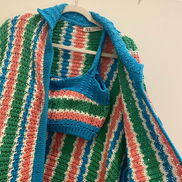 Zara button up and matching knit crop top - Picture 5 of 11